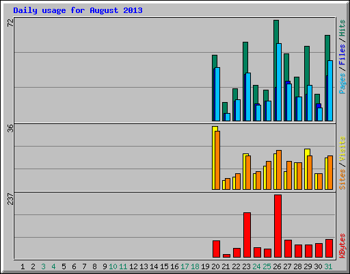 Daily usage for August 2013